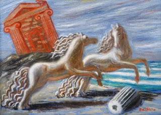 Cavalli Antichi, 1927 Olio su tela, 32,5x45 cm Collezione privata © Giorgio de Chirico by SIAE 2024