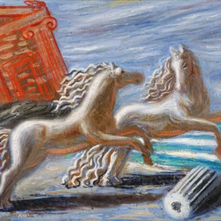 Cavalli Antichi, 1927 Olio su tela, 32,5x45 cm Collezione privata © Giorgio de Chirico by SIAE 2024